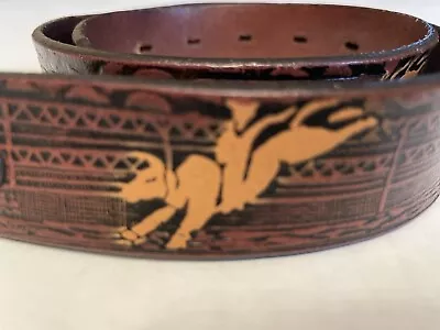 Nocona Youth Boys’ Tooled Leather Western Belt Size 26 N44220022 Bull Rider • $14.99