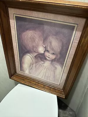 Vintage Margaret Kane A LITTLE KISS Big Eyes Art Print  Framed • $10.50