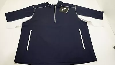 NEW FootJoy Sport SS Windshirt Pullover Mens Size Large Navy/White 940A 01186364 • $46.71