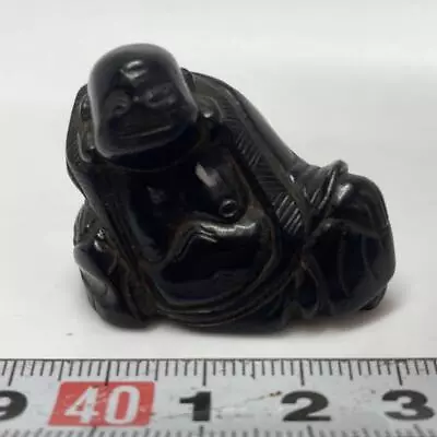 Netsuke Wood Carving Hotei God 1.6 Inch Width Japanese Antique Inro Ojime • £148.65