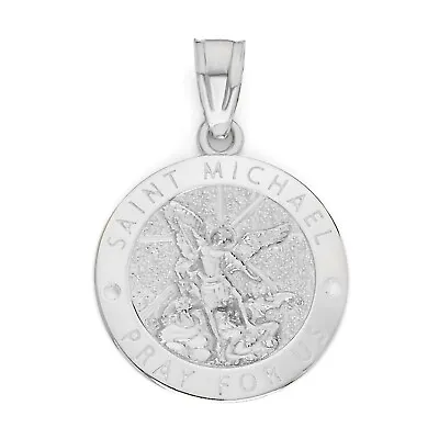 Solid 14k White Gold Saint Michael Pendant - Protection Jewelry Gifts • $88.49