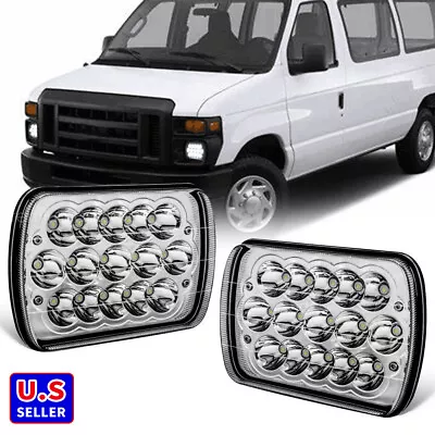 2pcs For Ford E-150 E-250 E-350 7x6  LED Headlights Sealed H6054 Square Headlamp • $35.99