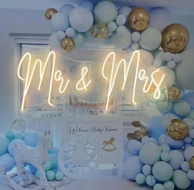$6.61 • Buy Custom Neon LED Light Sign, Mr And Mrs Wedding Sign, Logos