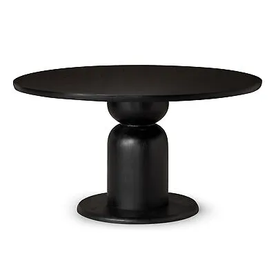 Maven Lane Mila Contemporary Round Wooden Dining Table In Refined Black Finish • $999