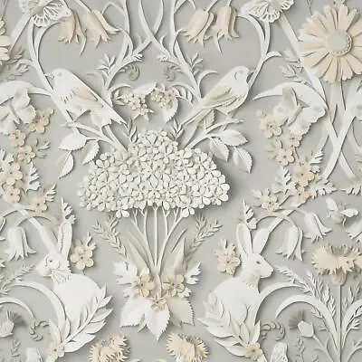 Fine Decor Dimensions Woodland Animals Flowers Wallpaper 3D Effect Damask Colors • £11.70