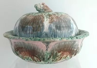 Pretty/Old Majolica Etruscan Seaweed And Shell Butter Dish Circa 1880 • $589