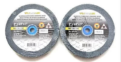 2 Vulcan 6  Bench Grinder Grinding Wheel Stone 3/4  Thick Fine Emory A/o 2709 • $26.99