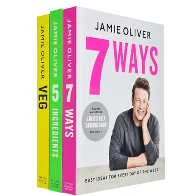 $93.22 • Buy Jaime Oliver  3 Books Collection Set (7 Ways, 5 Ingredients, Veg: Easy) NEW