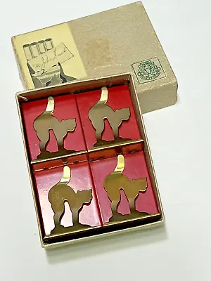 Vintage Art Deco MCM Cats Placecards Or Matchbook Holders 4pc Original Box • $26