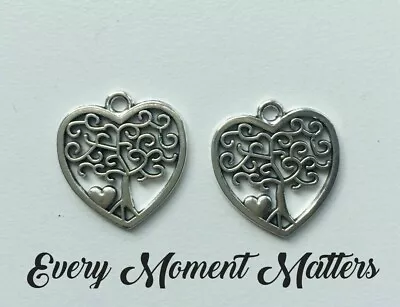 £2.29 • Buy 10 X Tibetan Silver TREE OF LIFE HEART DISC 18x17mm Charm Pendant