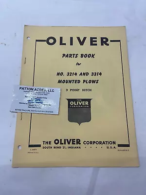 Parts Book For Oliver Model No. 3214 & 3314 Mounted Plows 3 Point Hitch • $15