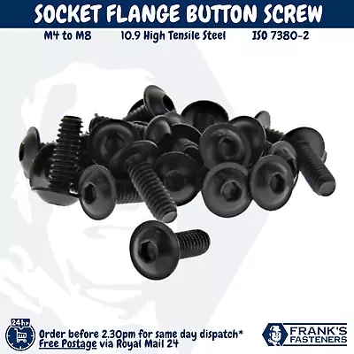 M4 M5 M6 M8 Socket Flange Button Head 10.9 Black High Tensile Screws Allen Bolts • £2.94