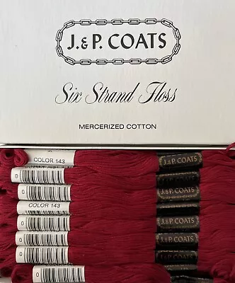 J&P Coats Embroidery Floss Color #143 LT Cardinal Box Of 24 New • $7.99