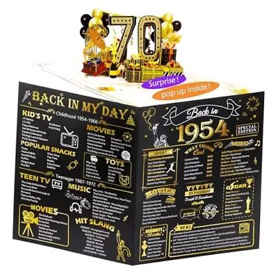 Birthday Card For Men Women Funny 3D Pop Up Birthday Gifts For 70th Black Gold • £20.69