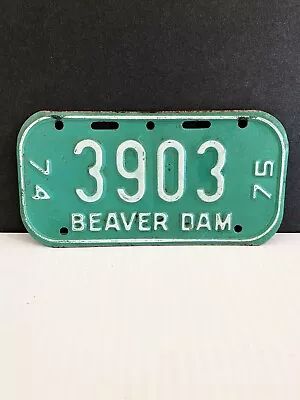 Vintage 1974 Beaver Dam WI Bike License Plate #3903 In Vtg Popular Teal Color • $26