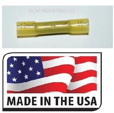 (50) 10-12 Ga. YELLOW 3M HEAT SHRINK BUTT WIRE CRIMP CONNECTOR MARINE GRADE • $13.95