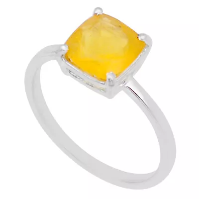 2.95cts Faceted Natural Orange Mexican Fire Opal 925 Silver Ring Size 9 Y1570 • £18.35