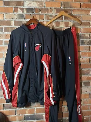 Vintage Miami Heat Warm Up Jacket Set Tear Away Shooting Nike Team Large Medium  • $149.99