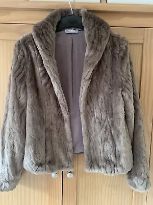WALLIS Faux Fur Collared Jacket Mink Colour Size M 12/14 • £7.50