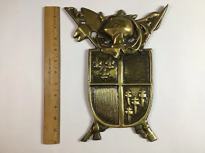 12” Knight Shield Metal Wall Plaque Medieval Coat Of Arms Norleans Japan 1970s • $16.99