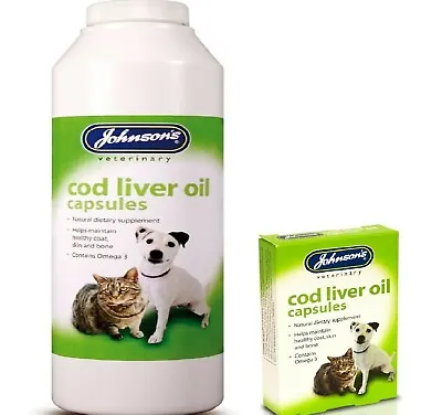 COD LIVER OIL CAPSULES - (x40 / X800) - Johnsons Dog Cat Pet Pigeon Bp Coat Skin • £3.29