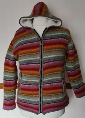 Pachamama Pure Wool Hooded Zipped Jacket In Size Small Good Condition • £34.99