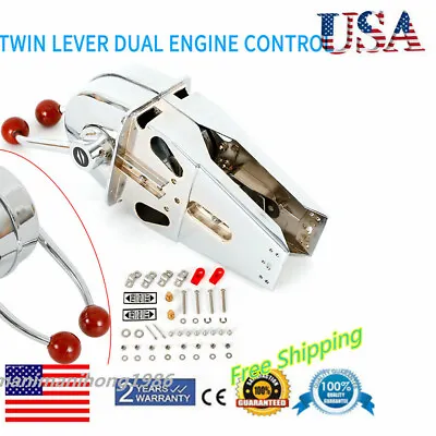 NEW Throttle Control Boat Dual Control Lever Twin Lever Handle For Marine Engine • $153.90