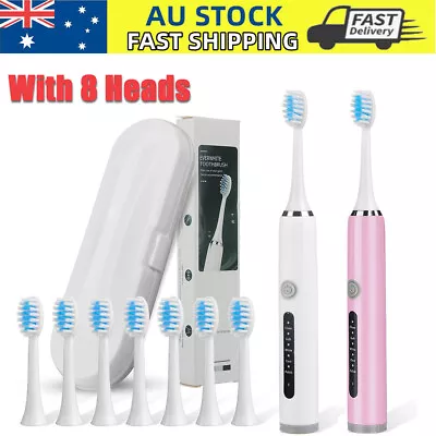 5 Modes USB Sonic Electric Toothbrush Waterproof With 8 Brush Heads & Case • $16.99