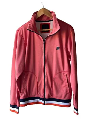 Bench Men's Size L Drab Pink Full Zip Stripe Accent Trach Jacket • $41.95