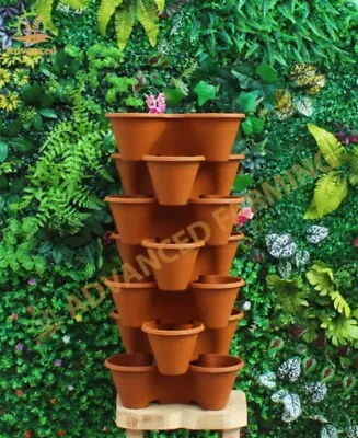 Stackable Pots Planter For Flowers Fruits Herbs Veg Hanging Strawberry • £12.99