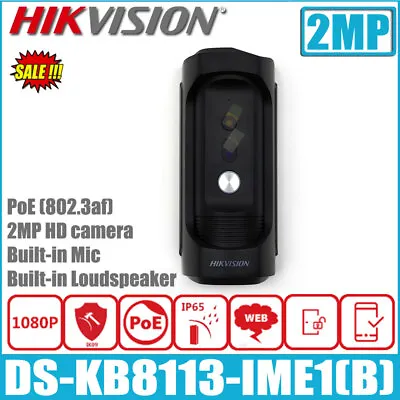 Hikvision DS-KB8113-IME1(B) POE 2MP Outdoor IP Station Vandal-Resistant Doorbell • $124