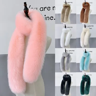 £9.47 • Buy Womens Faux Fox Fur Scarf Long Soft Collar Shawl Wrap Stole Fluffy Furry Warm