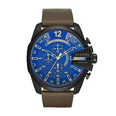 Mens Wristwatch DIESEL MEGA CHIEF DZ4401 Chrono Leather Oversize 53mm • £131.20