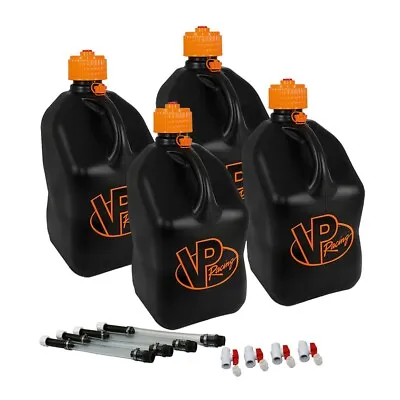 VP Racing 4 Pack V-Twin 5 Gallon Fuel Jug Gas Can 4 Safety Valve Hose Fill Kits • $139.99