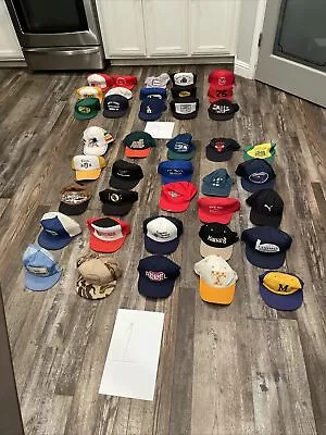 Lot Of 40 BROKEN BILLS BROKEN SNAPS Vintage Sports Trucker Snapback Trucker Hats • $69.99