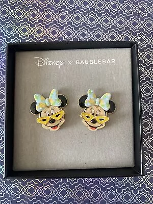 NEW Disney X Baublebar Disney Gold Minnie Mouse Summer Beach Bow Earrings 🆓📦 • $23.99