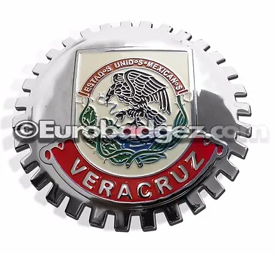 1- NEW Chrome Front Grill Badge Mexican Flag Spanish MEXICO MEDALLION VERACRUZ • $19.99