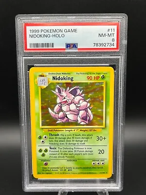 Nidoking Base Set 11/102 Holo Unlimited Rare Pokémon TCG WOTC Vintage PSA 8 • $55