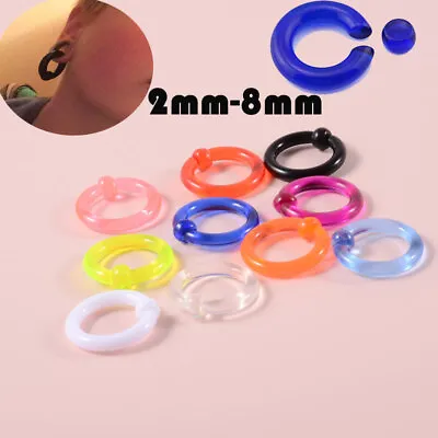 2pcs Acrylic Captive Bead Ring Hoop Earrings Nose Piercing Stretcher Expander • £4.19