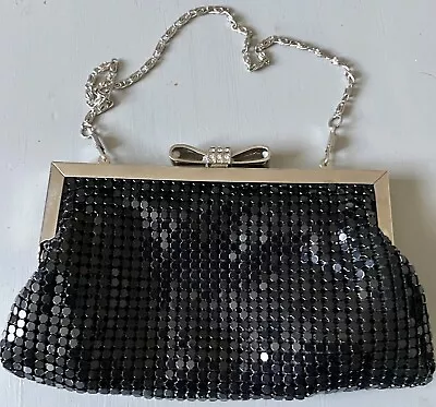 £9.75 • Buy Leko London Vintage Silver Bow Clasp Clutch Shoulder Hand Bag