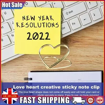 10pcs Love Card Holder Metal Table Number Photo Clip Desktop Decor (Gold) • £5.29