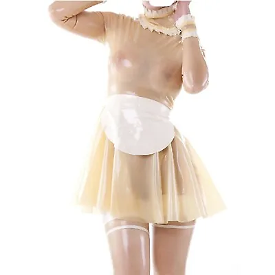 Latex Dress Rubber Fetish Transparent Cosplay Maid Club Dress Apron 04mm S-XXL • £58.36