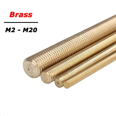 Brass Fully Threaded Rod Bar Studding M2 M2.5 M3 M4 M5 M6 M8 M10 M12 M14 M16 M20 • £4.26