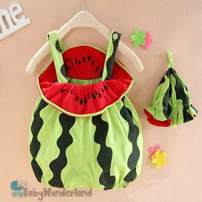 Baby 2 Pcs Boy Girls Watermelon Pumpkin Cotton Halloween Costume Romper Set 0-2Y • $21.95