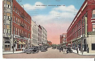 Postcard Fifth Street Meridan Mississippi - Sign  Cinderella Slippers  • $5