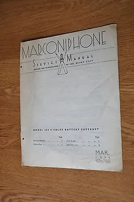 Marconiphone Model 234 4-Valve Battery Superhet Radio Genuine Service Manual • $2.49