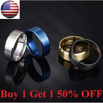 .Men's Stainless Steel White Stripe Ring 8mm Wedding Band Comfort Fit Us Seller • $4.95