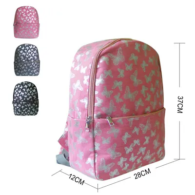 £10.49 • Buy New Womens Butterfly Print Canvas Single Pocket Backpack Girls School Bag