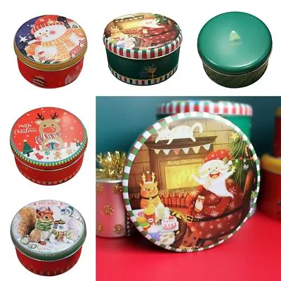 Gift Boxes Cookie Box Santa Claus Christmas Tin Gift Box Round Nesting Tins • $17.02