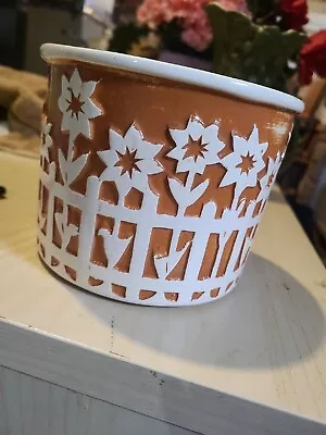 Royal Haeger Flowerpot  Picket Fence  Design Orange And White 1970's • $28